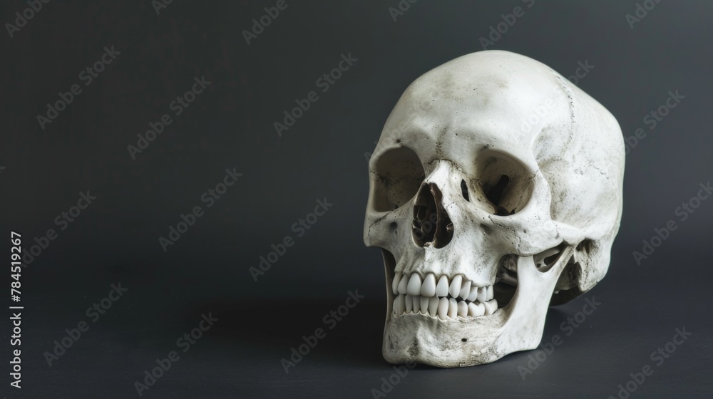 White Human Skull on Black Background White Human Skull on Black Background
