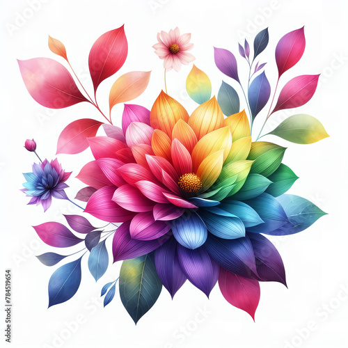 Wallpaper Mural 흰 배경, 무지개 색상의 꽃 (a white background, rainbow-colored flower) Torontodigital.ca