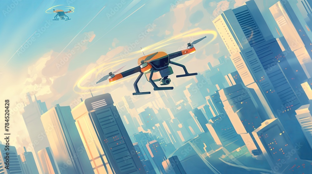 delivery drones soaring through urban skies delivery drones soaring through urban skies