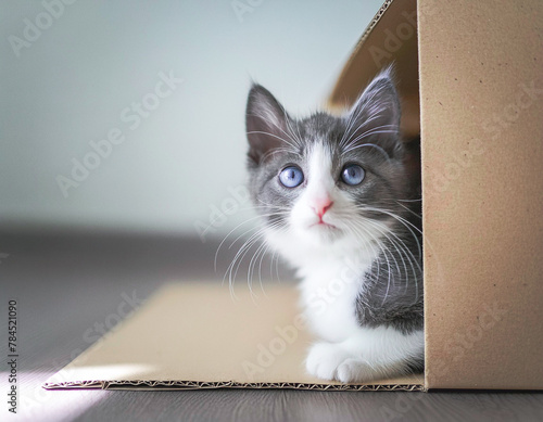 箱から出る猫