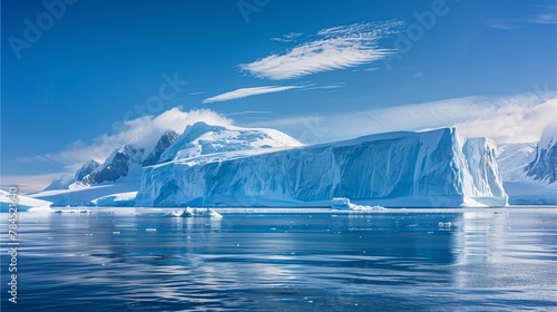 Iceberg in polar regions, Jokulsarlon country, and Jokulsarlon lagoon, with snow-capped mountains, icy rivers, seas, and skies, showcasing the natural beauty of Antarctica, Iceland, and Arctic Cold, s