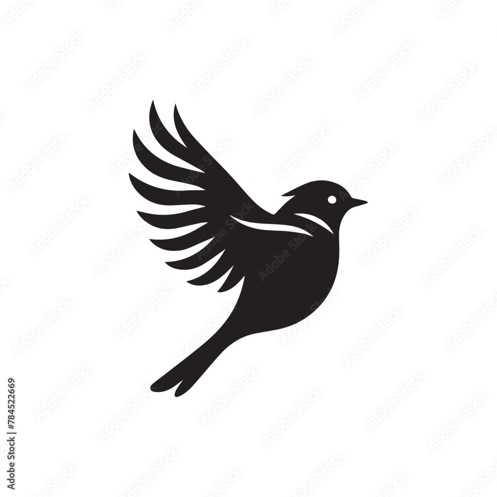 Fototapeta premium bird silhouette vector black and white in white background