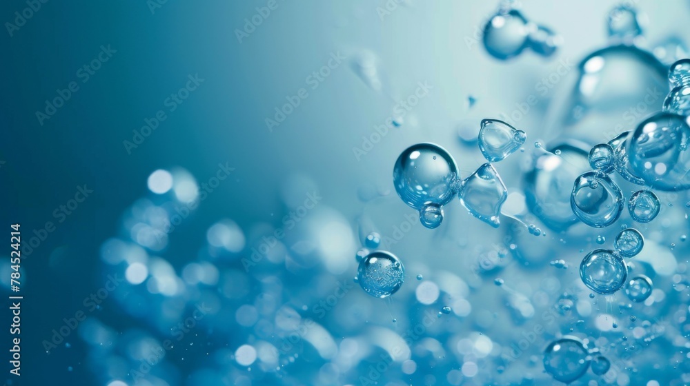Close Up of Water Bubbles on Blue Background Close Up of Water Bubbles on Blue Background