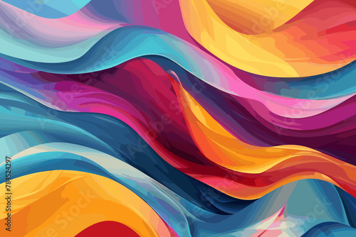Vibrant abstract background with dynamic flowing shapes and gradients, modern design