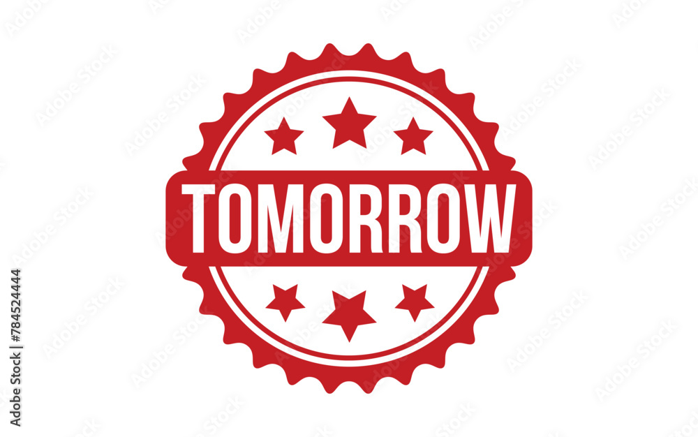 Tomorrow Stamp. Red Tomorrow Rubber grunge Stamp Tomorrow Stamp. Red Tomorrow Rubber grunge Stamp