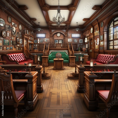 A Realistic and Detailed Interior of a Courtroom © DeIllusion