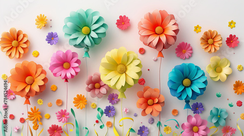 3d holiday flowers balloons background