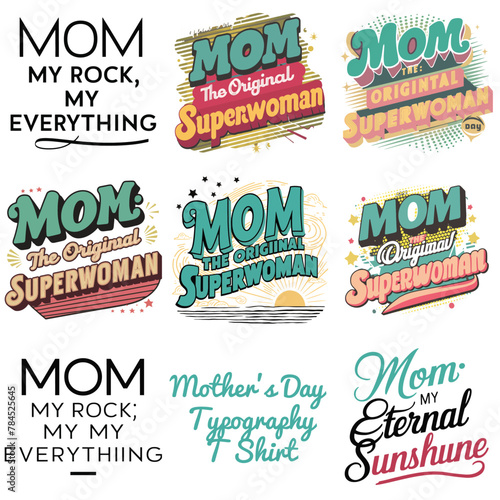 Mom T-shirt Design. Mother's Day t-shirt design bundle. Typography mom t-shirt design. Pro Vector