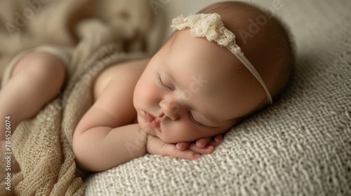 Sleeping newborn baby photo shoot in studio