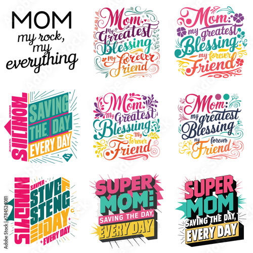 Mom T-shirt Design. Mother's Day t-shirt design bundle. Typography mom t-shirt design. Pro Vector