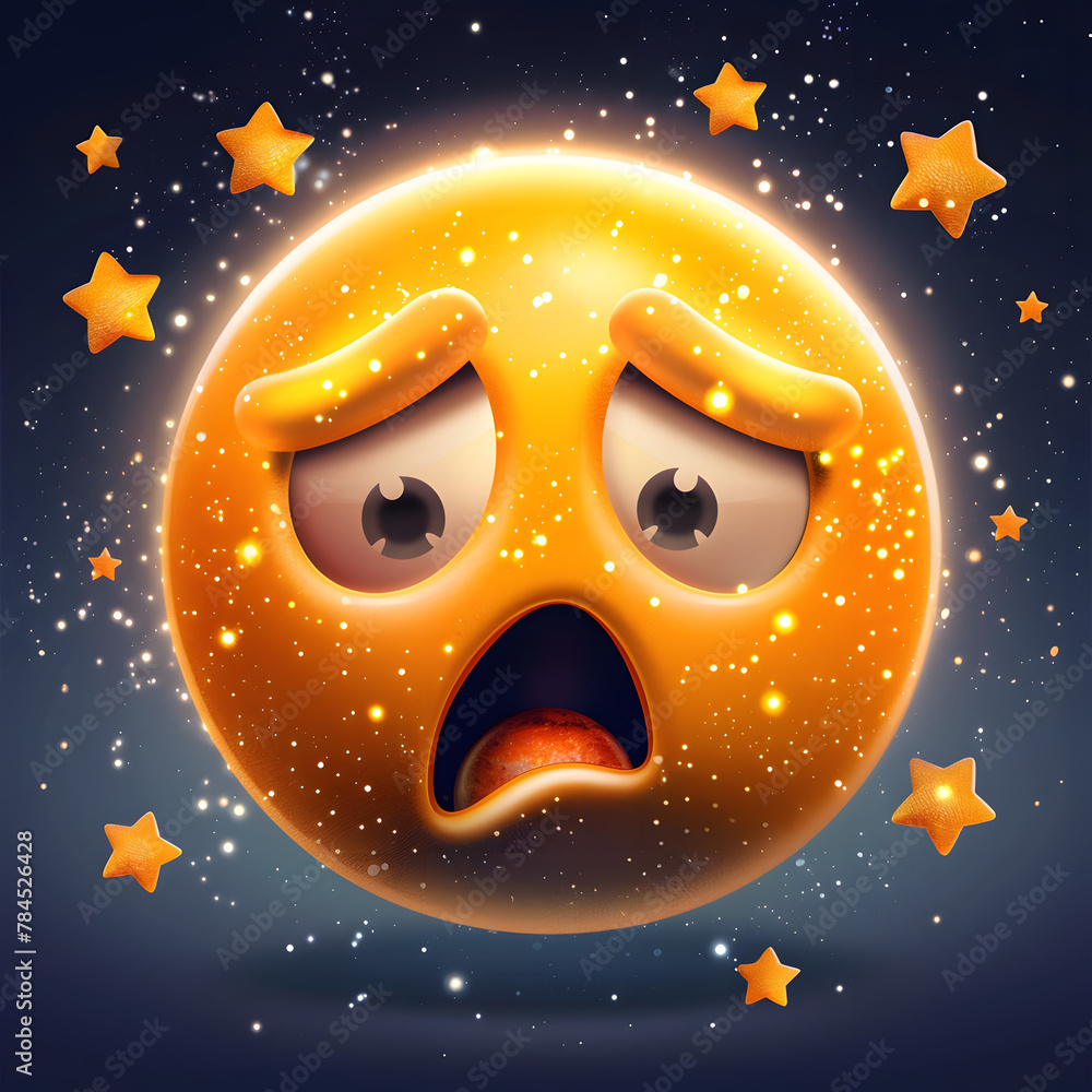 Fototapeta premium A_celestial_emoticon_with_stars_and_planets_exploring
