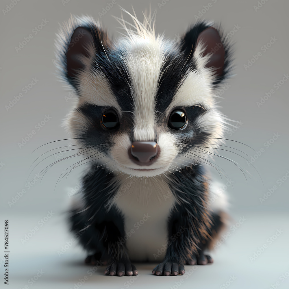 A cute and happy baby skunk 3d illustration A cute and happy baby skunk 3d illustration