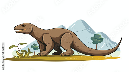 The Komodo dragon .. 2d flat cartoon vactor illustration