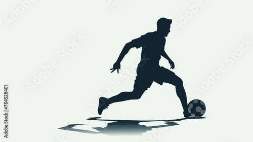 The man playing football silhouette vector 2d flat