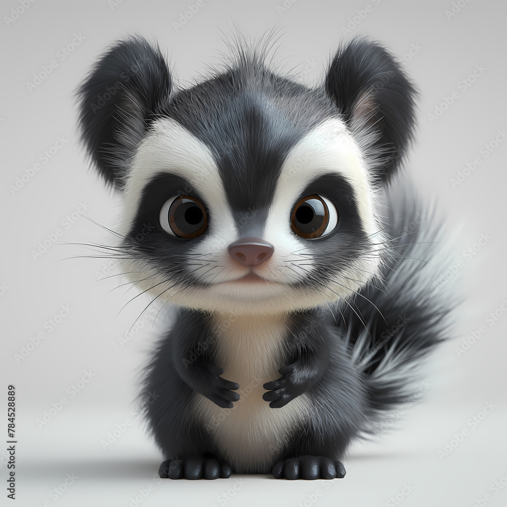 A cute and happy baby skunk 3d illustration A cute and happy baby skunk 3d illustration