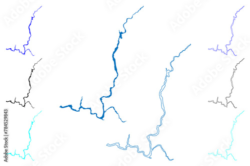 Franklin D. Roosevelt Lake (United States of America, Washington state) map vector illustration, scribble sketch Reservoir Grand Coulee Dam map photo