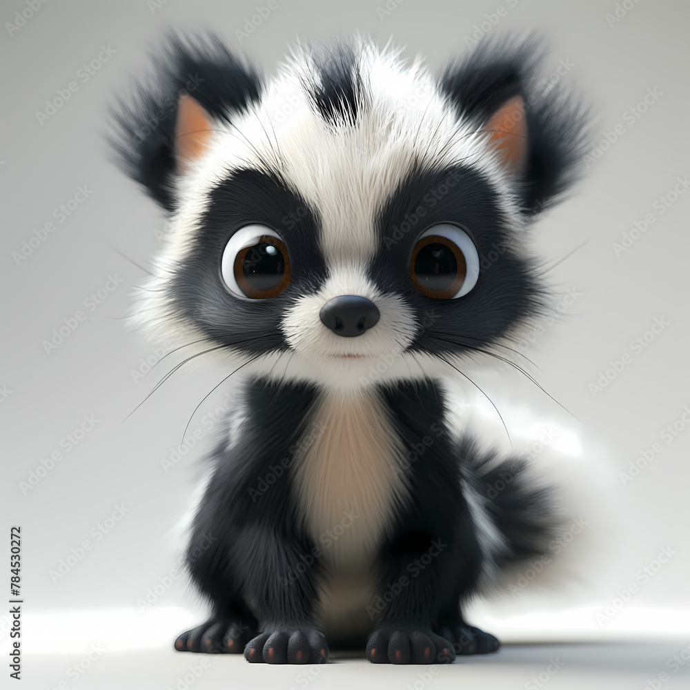 A cute and happy baby skunk 3d illustration A cute and happy baby skunk 3d illustration