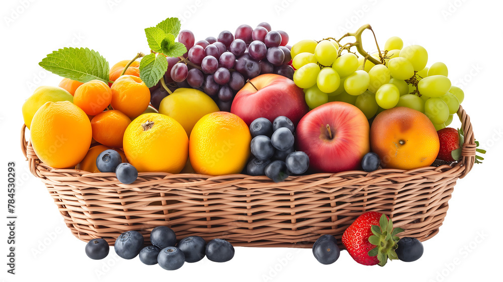 Basket of Appetizing Fruits Illustration Basket of Appetizing Fruits Illustration