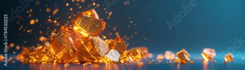Create a playful, cute visualization of gold nuggets being polished by characters in a 3D Blender minimal style, isolated background, space for texts