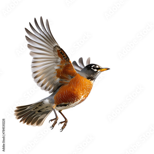 American Robin in Flight on Transparent Background