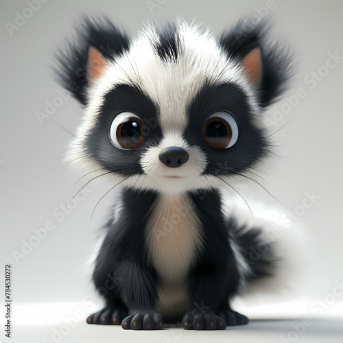 A cute and happy baby skunk 3d illustration