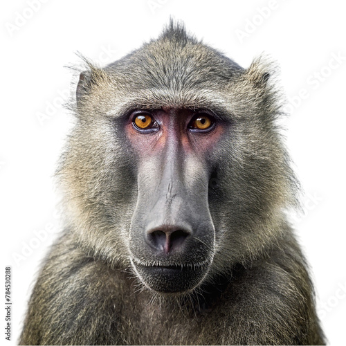 Portrait of baboon isolated on transparent background