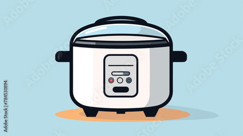 Thin line rice cooker icon 2d flat cartoon vactor illustration