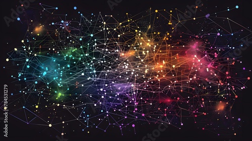 Colorful Network Connections on Dark Background