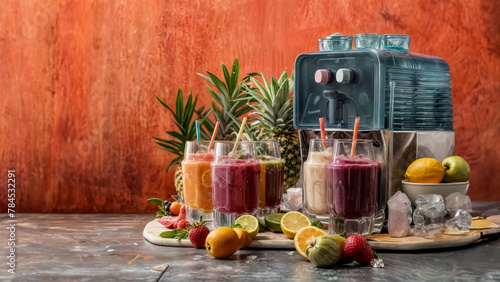 Distributore Automatico di Bevande Ghiacciate Estive- Gustosi Smoothie per un Rinfresco Multicolore II photo