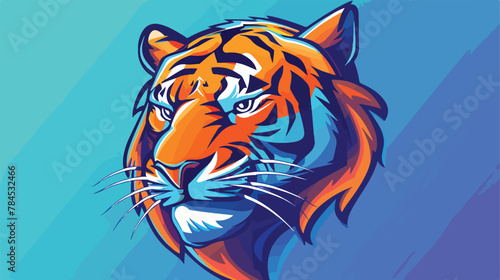 Tiger mascot gaming logo design 2d flat cartoon vac