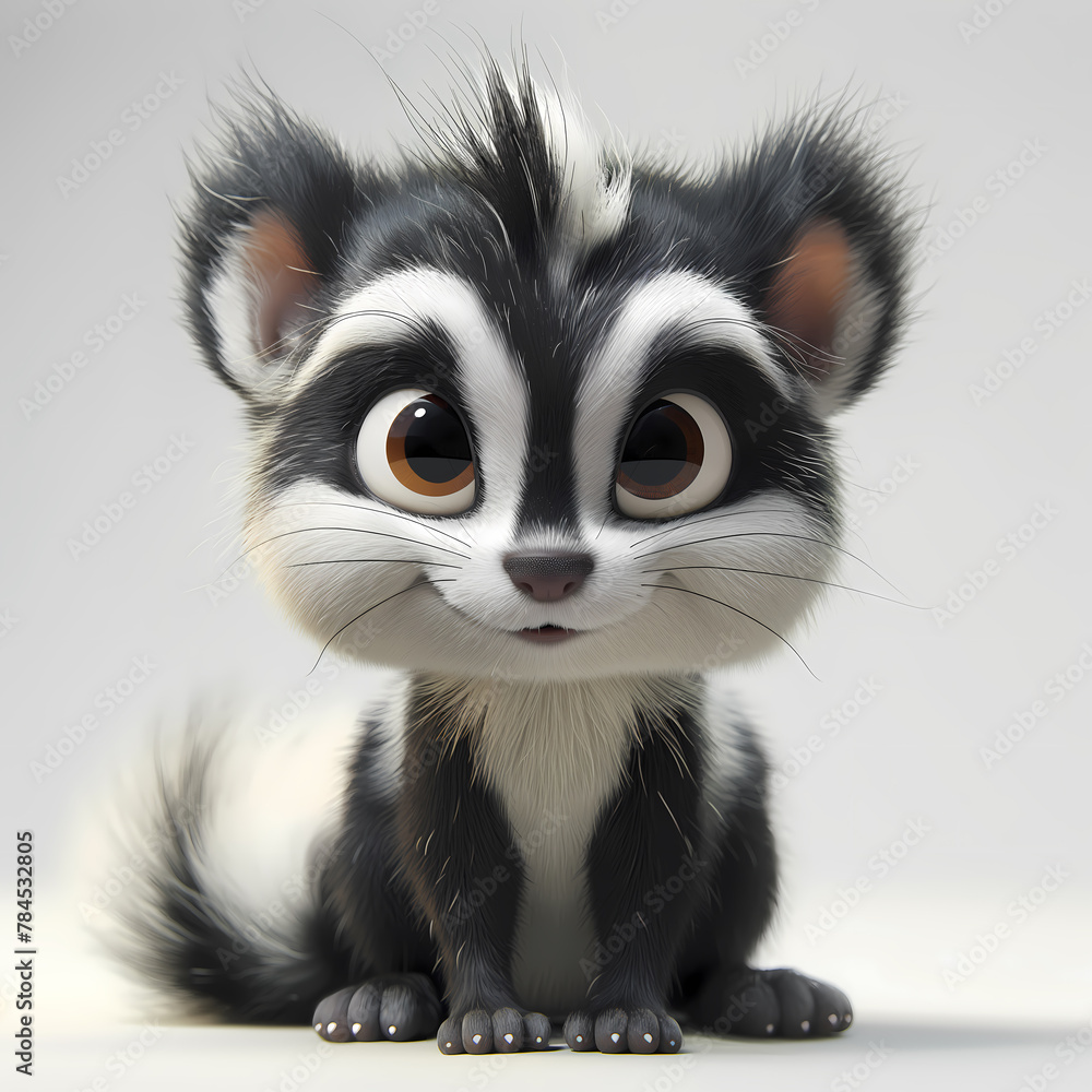 A cute and happy baby skunk 3d illustration A cute and happy baby skunk 3d illustration
