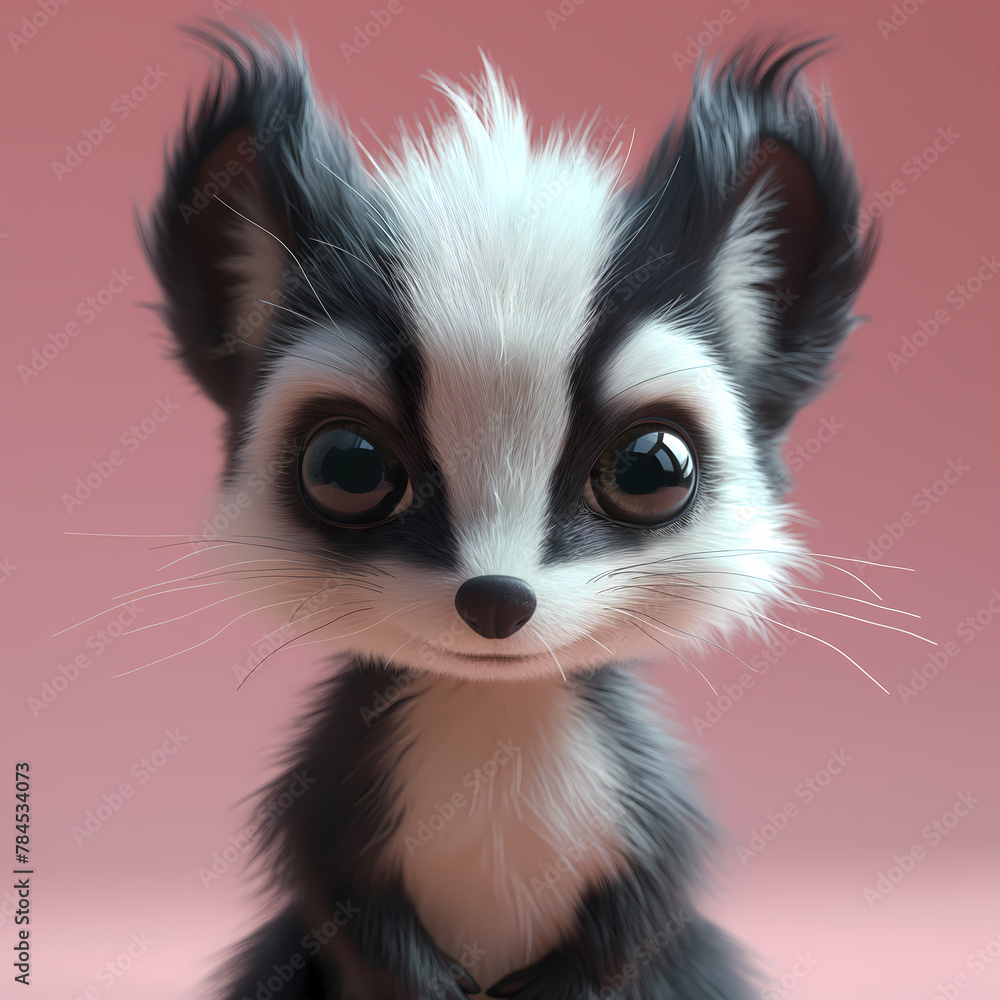 A cute and happy baby skunk 3d illustration A cute and happy baby skunk 3d illustration