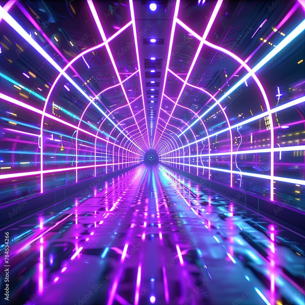 Abstract futuristic neon background, ultraviolet tunnel with rays Abstract futuristic neon background, ultraviolet tunnel with rays