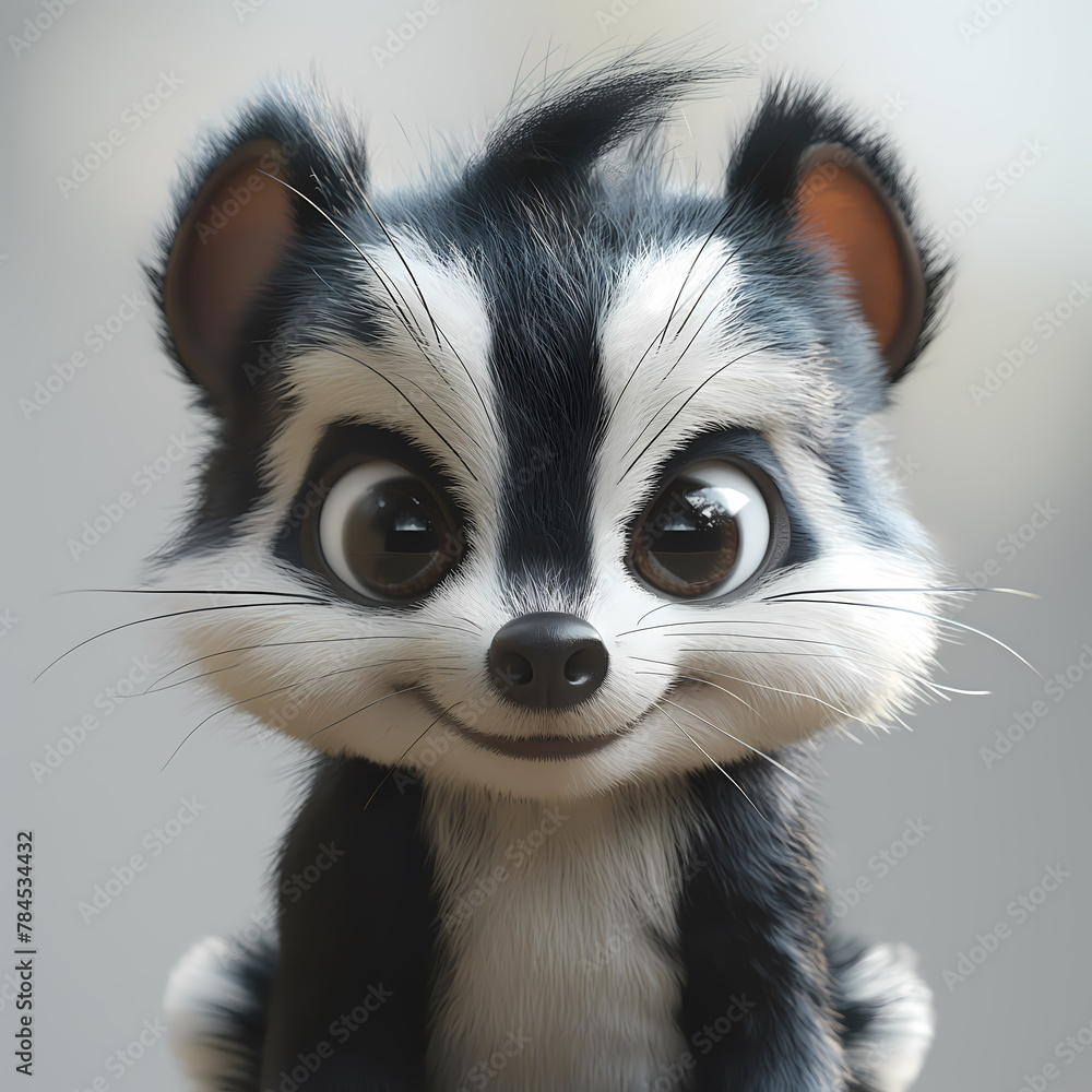 A cute and happy baby skunk 3d illustration A cute and happy baby skunk 3d illustration