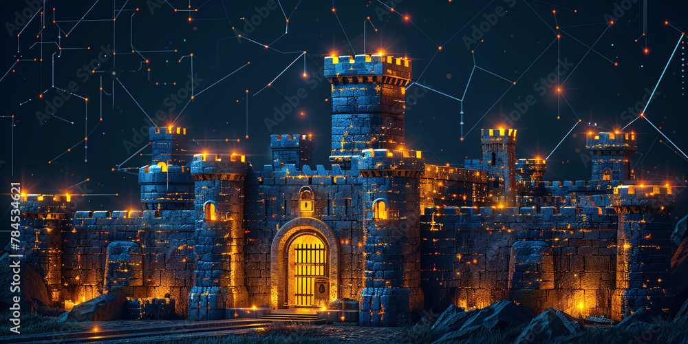 Fortified Tech Castle - Advanced Security & Global Connectivity