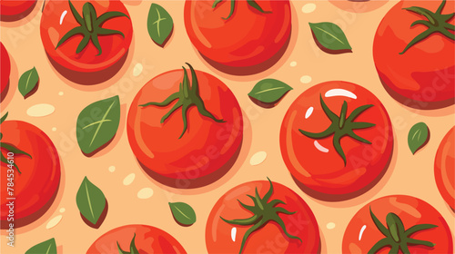 Tomato seamless pattern background vector 2d flat cartoon