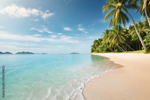 Beautiful empty tropical beach and sea landscape background 