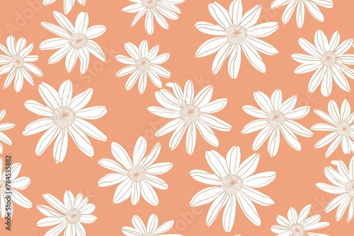 Orange and White Daisy Pattern Background Wallpaper Design for Floral Lovers and Nature Enthusiasts