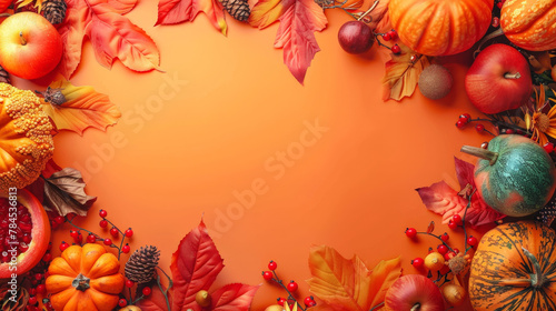 Autumn Thanksgiving Colorful Setting Background with open copy space 