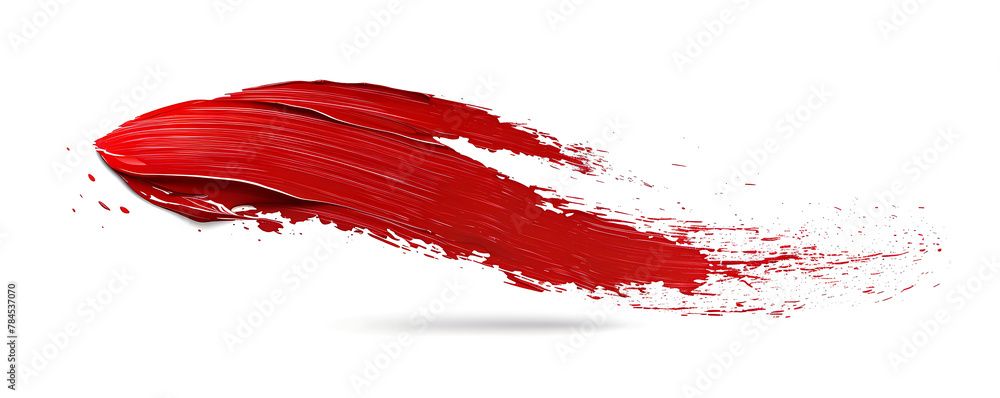 Abstract splash red acrylic brush stroke oil paint smear line on white background. generative ai Abstract splash red acrylic brush stroke oil paint smear line on white background. generative ai