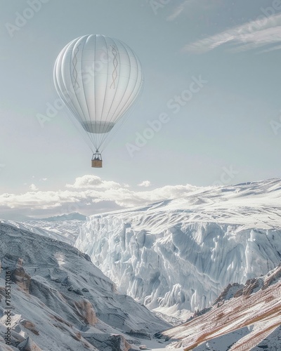 Ectograph captures balloon ascent by Romanesque glacier, RNA motifs hidden in the landscape , high detailed