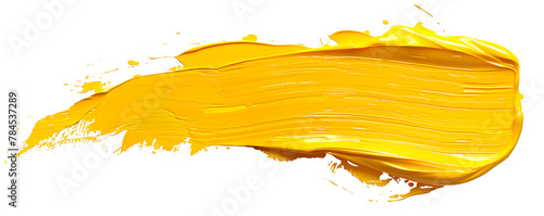 Abstract yellow splash acrylic brush stroke oil paint smear line on white background. generative ai