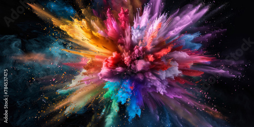 A colorful explosion of paint is shown in the image