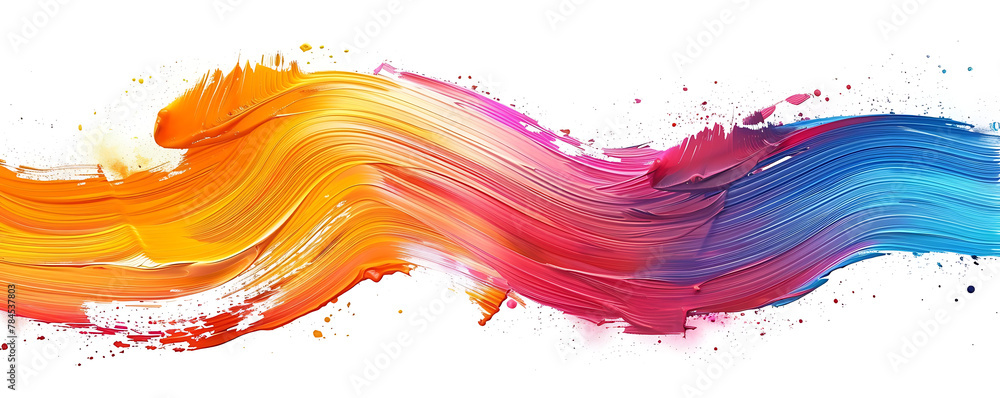 Abstract splash acrylic rainbow colorfull brush stroke oil paint smear line on white background. generative ai