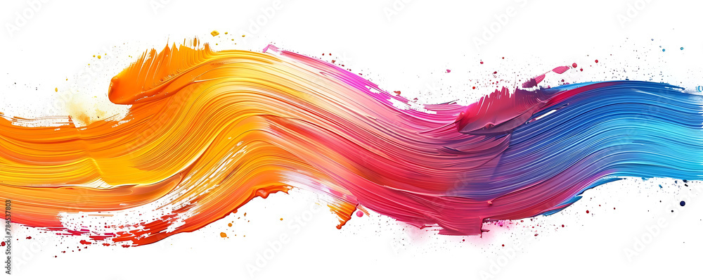 Abstract splash acrylic rainbow colorfull brush stroke oil paint smear line on white background. generative ai Abstract splash acrylic rainbow colorfull brush stroke oil paint smear line on white background. generative ai