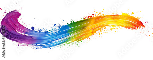 Obraz na płótnie Abstract splash acrylic rainbow colorfull brush stroke oil paint smear line on white background. generative ai w salonie