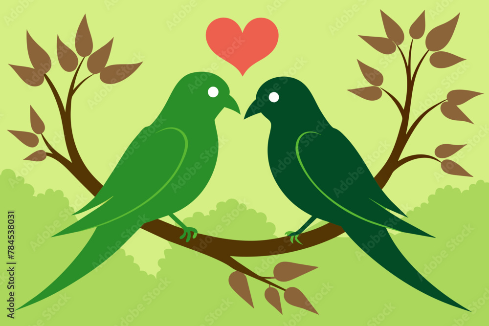 love birds silhouette vector illustration