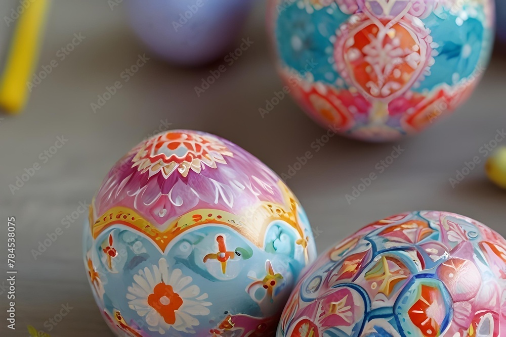 Easter egg painting: vibrant colors, intricate patterns, hands-on tradition with family and friends Easter egg painting: vibrant colors, intricate patterns, hands-on tradition with family and friends