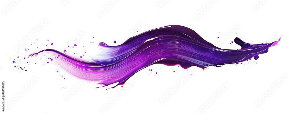 Abstract splash purple acrylic brush stroke oil paint smear line on white background. generative ai
