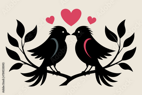 love birds silhouette vector illustration